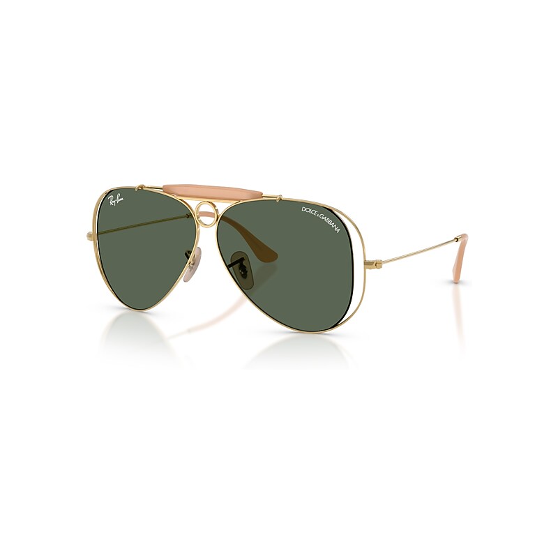 Ray-Ban Sunglasses Unisex The Shooter By Dolce&gabbana - Arista Gold Frame Green Lenses 58-09