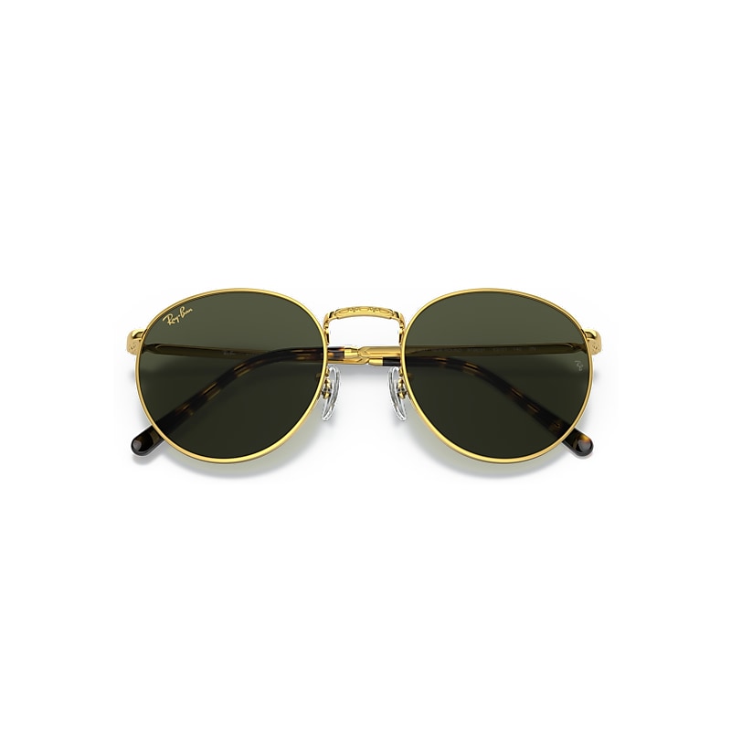Ray-Ban New Round Sunglasses Gold Frame Green Lenses 50-21