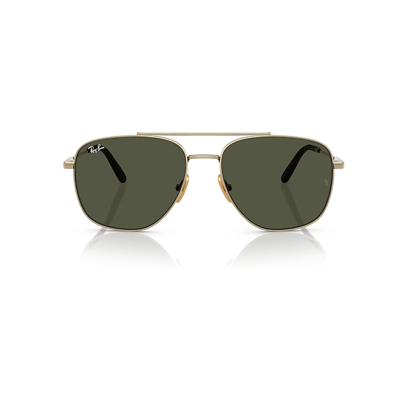 Ray Ban William Titanium Sunglasses Arista Gold Frame Green Lenses 59-17 In Arista Gold