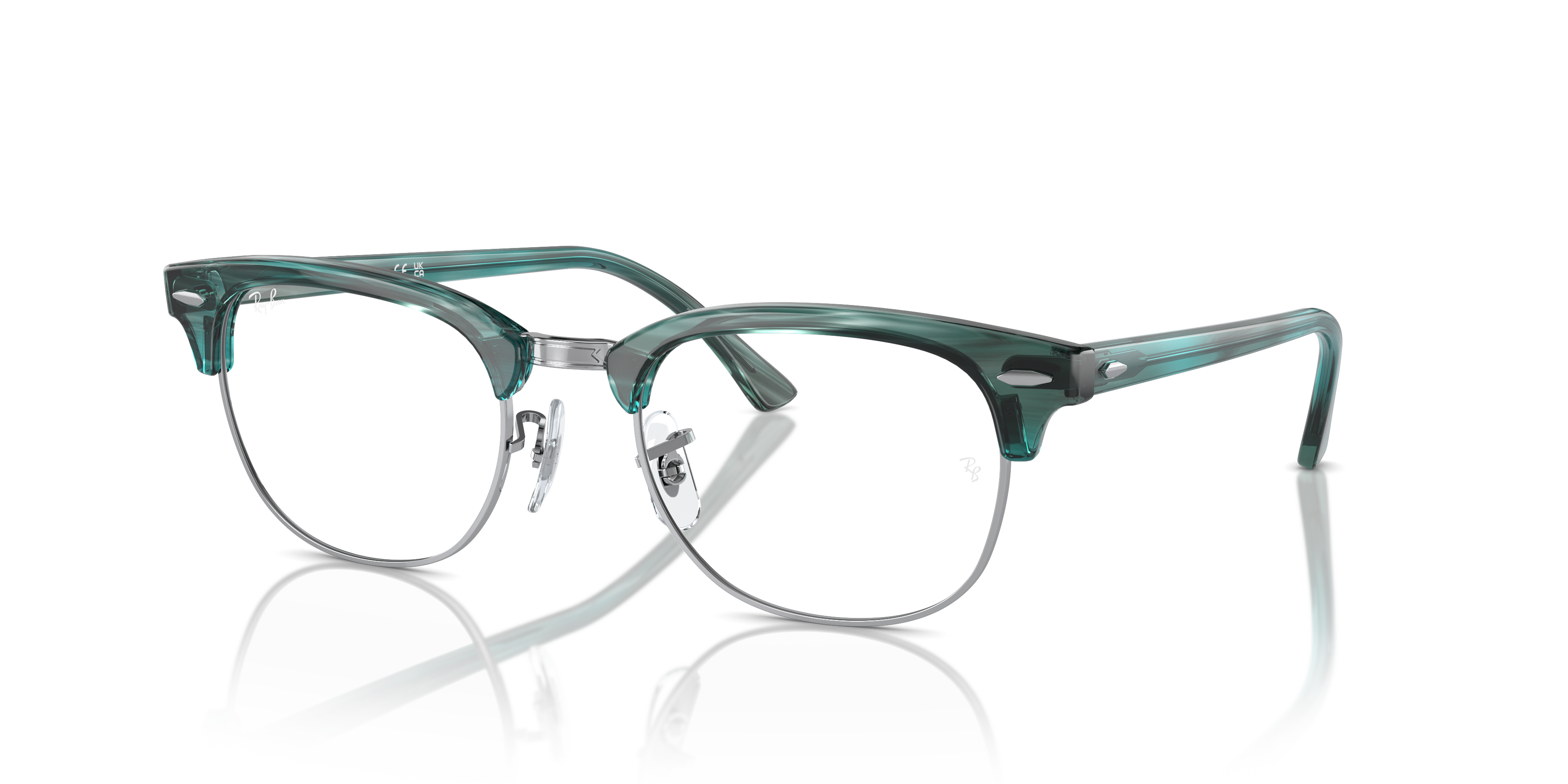 CLUBMASTER OPTICS Polished Striped Green Frame Clear Lenses 53-21