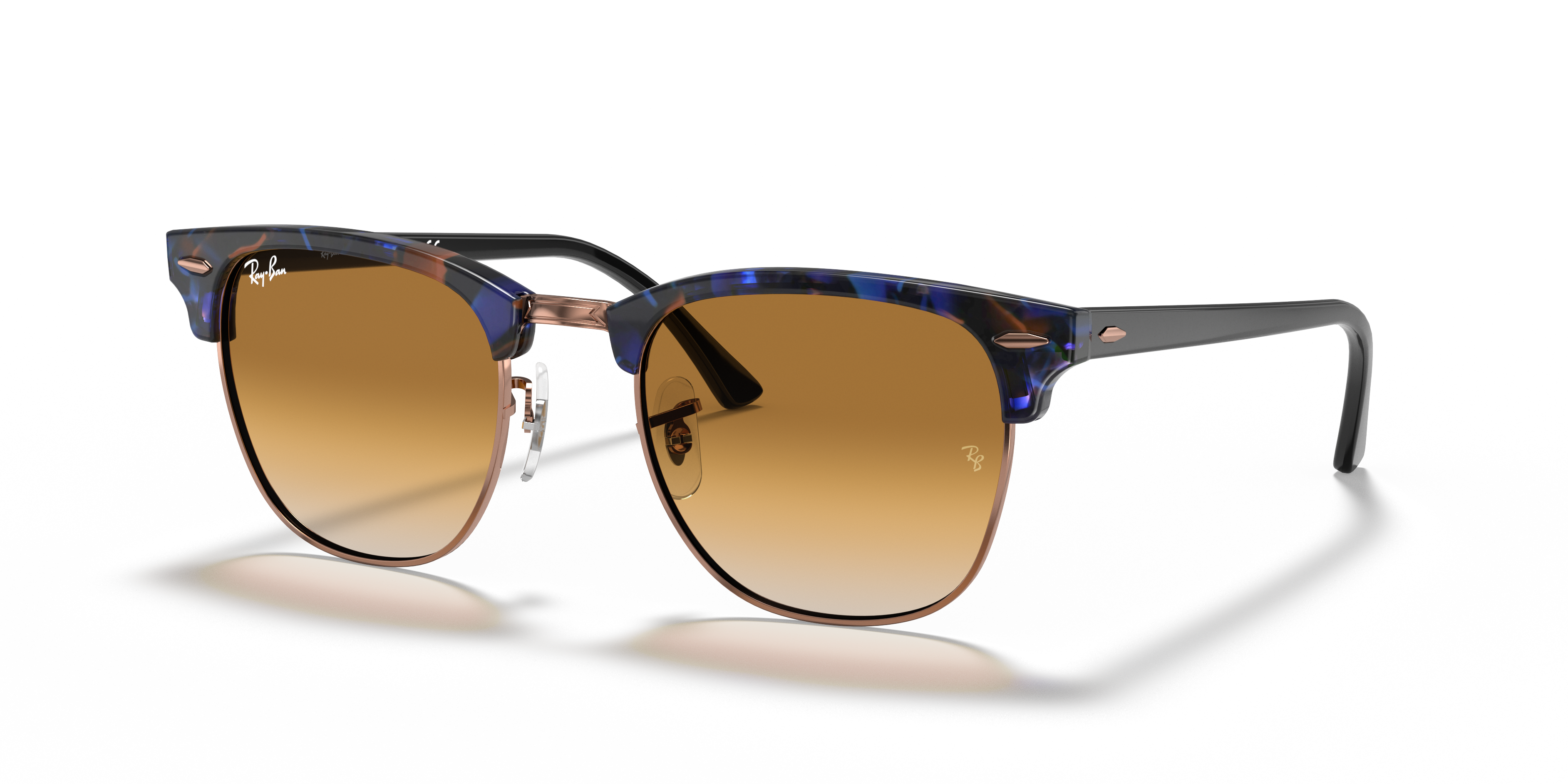 CLUBMASTER FLECK Polished Brown & Blue Frame Light Brown Gradient Lenses 49-21