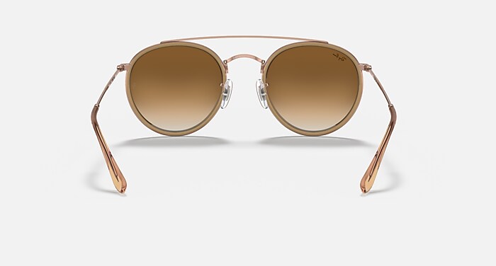 Ray-Ban Sunglasses Unisex Round Double Bridge - Copper Frame Brown Lenses 51-22