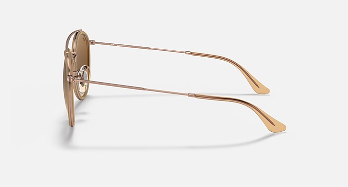 Ray-Ban Sunglasses Unisex Round Double Bridge - Copper Frame Brown Lenses 51-22
