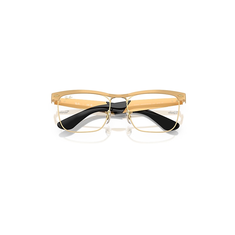 Ray Ban Wayfarer Deluxe Optics Eyeglasses Sandblasted Legend Gold Frame Clear Lenses Polarized 53-18 In Sandblasted Legend Gold