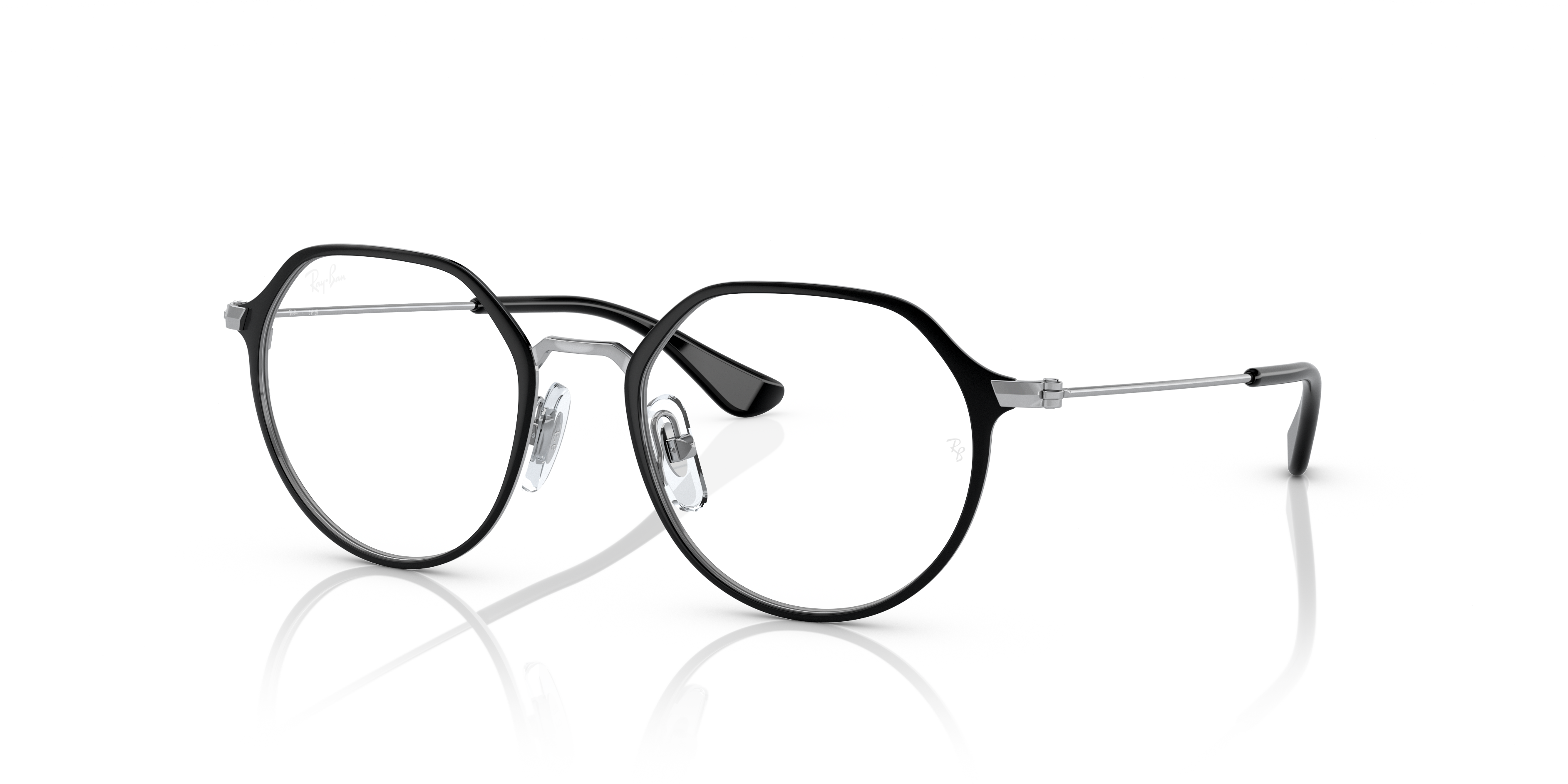 JACK OPTICS KIDS Polished Black On Silver Frame Clear Lenses 47-18