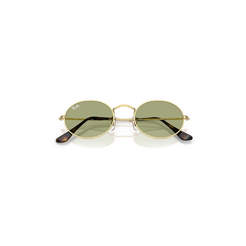 Ray Ban Oval Metal Summer Capsule Sunglasses Arista Gold Frame Green Lenses 51-21 In Arista Gold