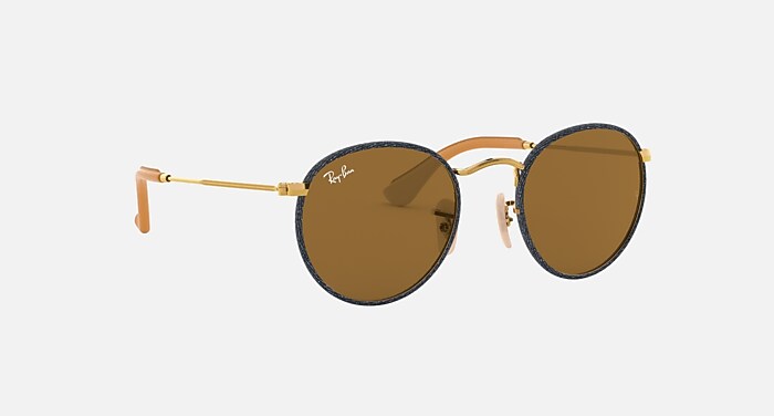 Blue Denim Sunglasses in B-15 Brown and ROUND CRAFT