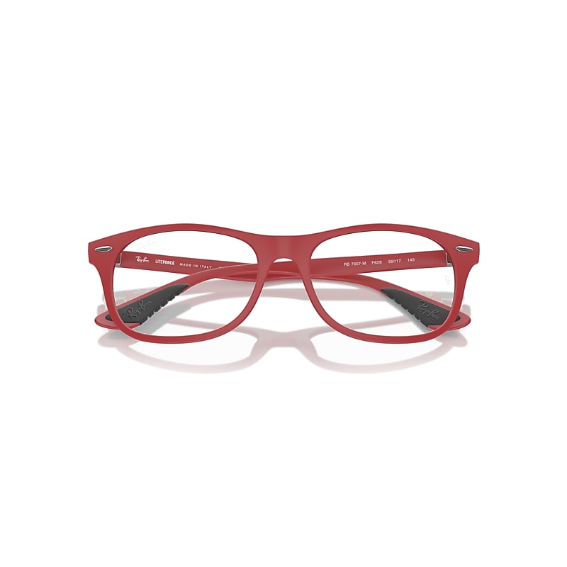 Ray-Ban Rb7307m Optics Scuderia Ferrari Collection Eyeglasses Red Frame Clear Lenses Polarized 52-17