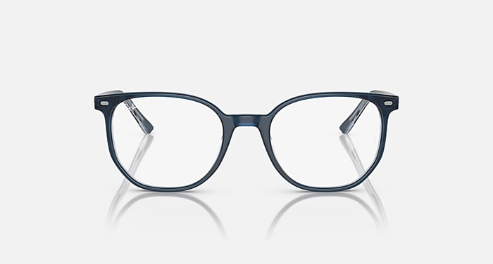 Ray-Ban Eyeglasses Unisex Elliot Optics Prescription - Blue On Transparent Blue Frame Demo Lens Lenses 50-19 Polarized