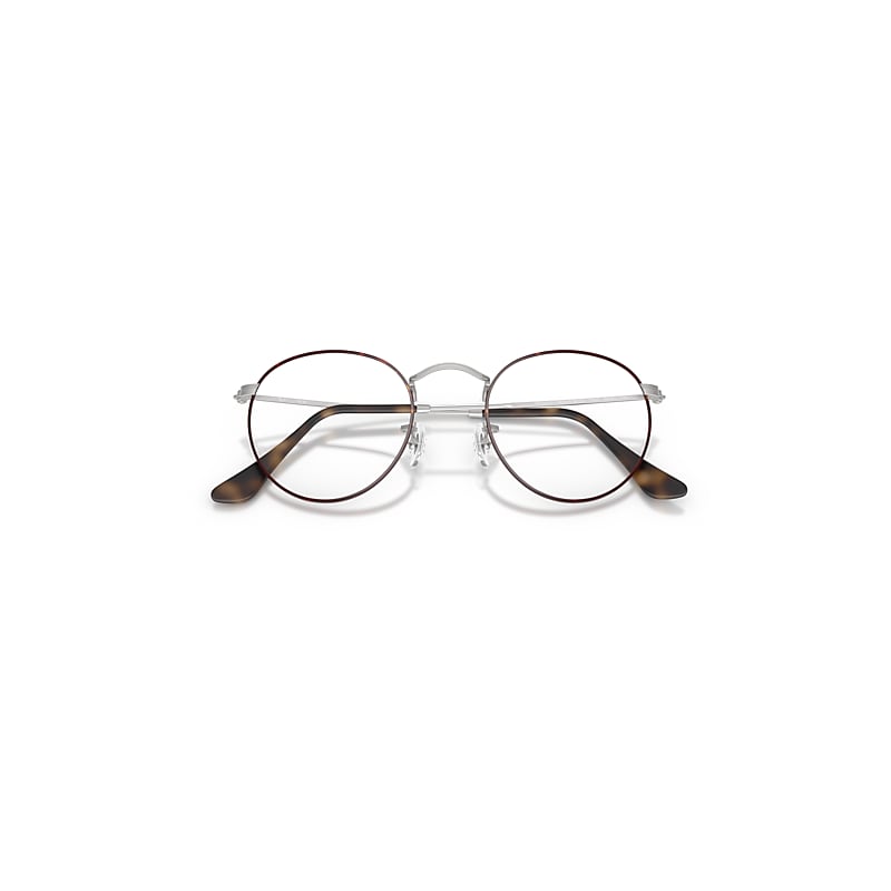 Ray Ban Round Metal Optics Eyeglasses Matte Silver Frame Clear Lenses 47-21 In Matte Silver