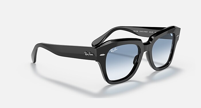 STATE STREET Sunglasses in Black and Clear/Blue - RB2186