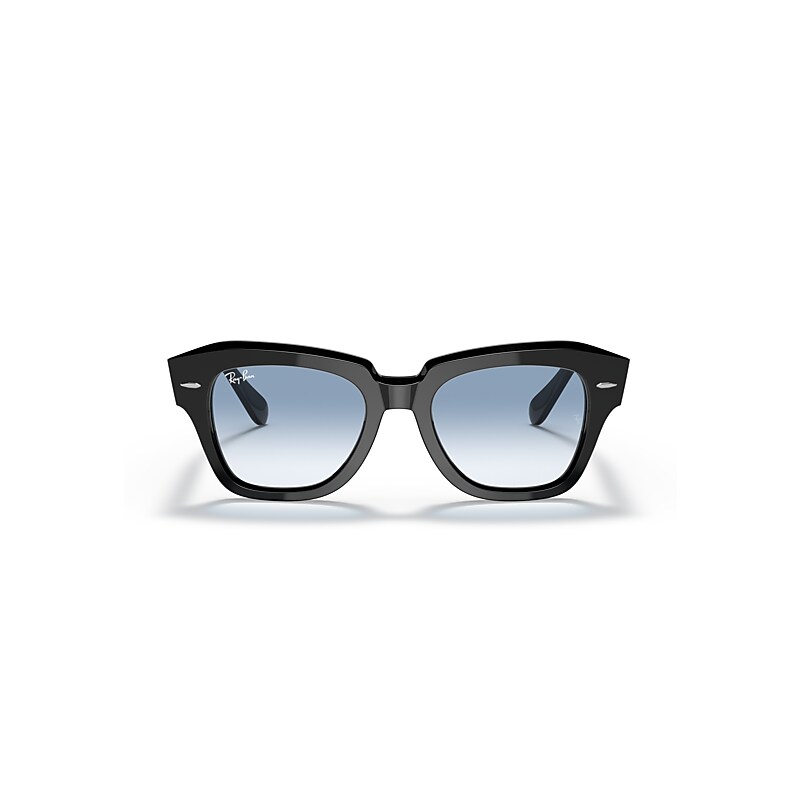 Ray Ban State Street Sunglasses Black Frame Blue Lenses 49-20 In Black