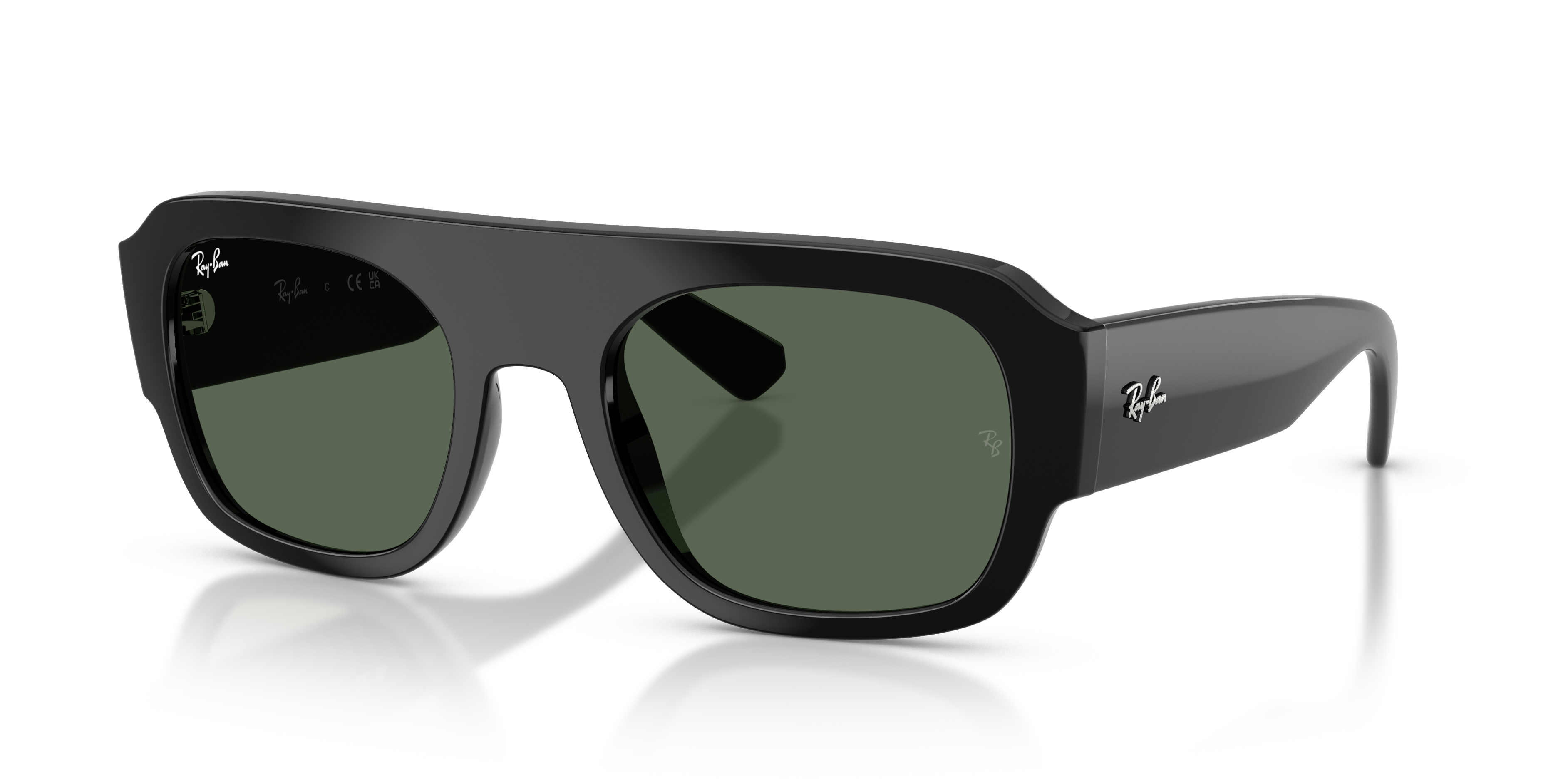 RB2218 Polished Black Frame Dark Green Lenses 55-22