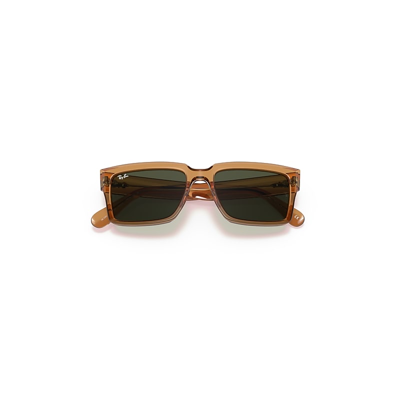 Ray-Ban Inverness @collection Sunglasses Transparent Light Brown Frame Green Lenses 54-18