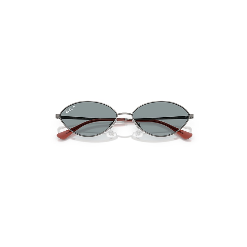 Ray Ban Kai Bio-based Sunglasses Gunmetal Frame Blue Lenses Polarized 56-15 In Gunmetal
