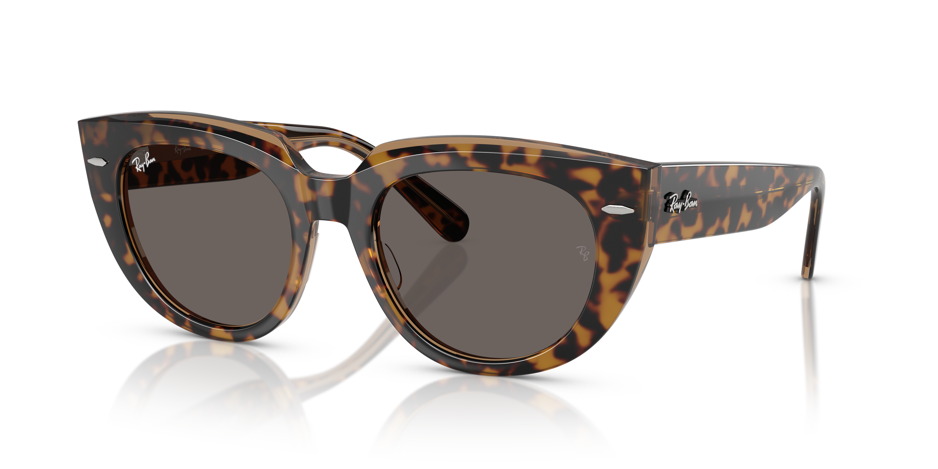 DOREEN Polished Havana On Transparent Brown Frame Dark Grey Lenses 52-20