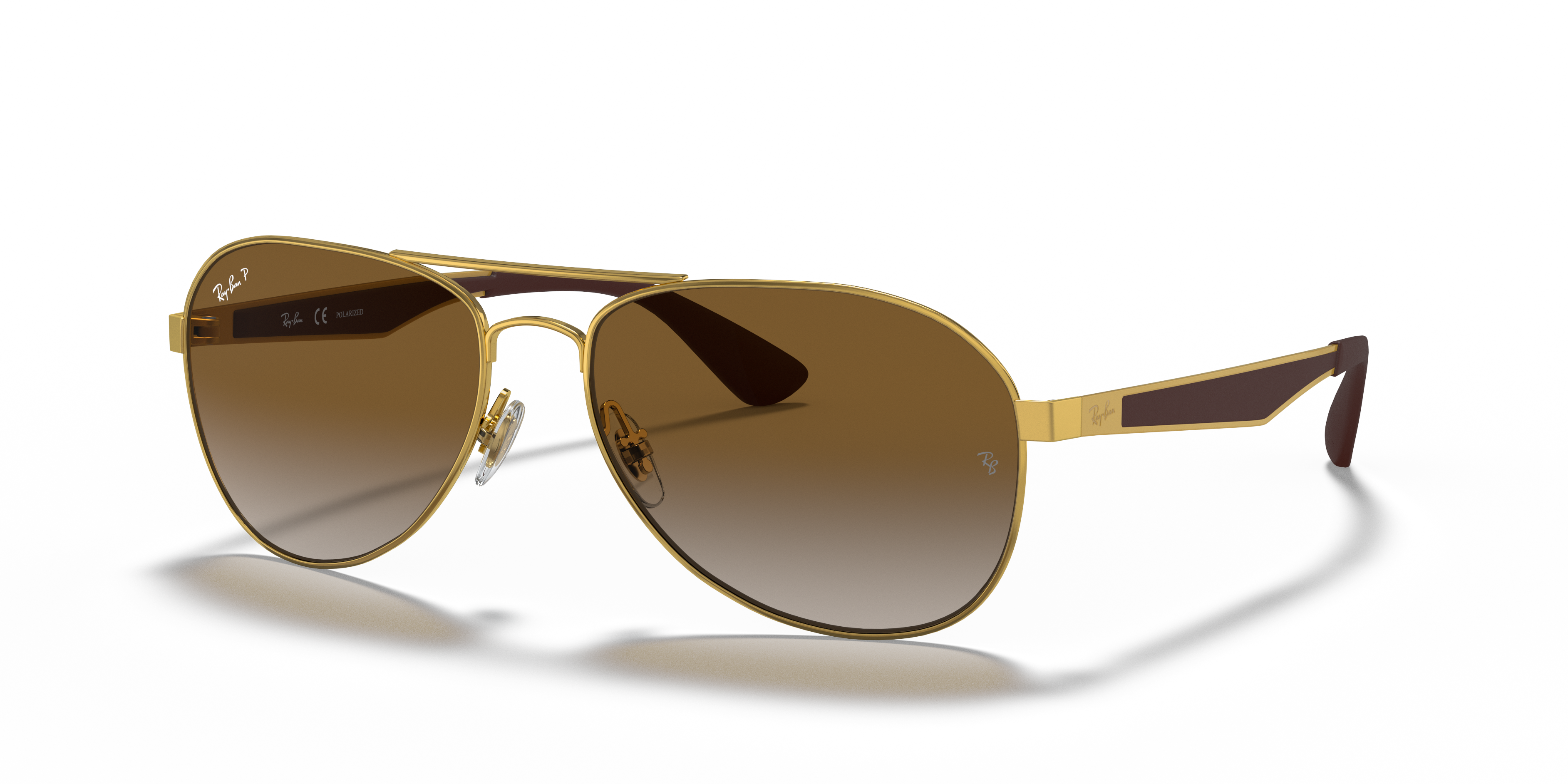 RB3549 Polished Arista Gold Frame Brown Lenses 58-16
