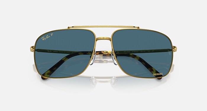 Ray-Ban Aviator Sunglasses with Blue and Gold Accents Ray-Ban RB3025 Aviator Flash Lenses M (55 - 14) with Blue  main image 2
