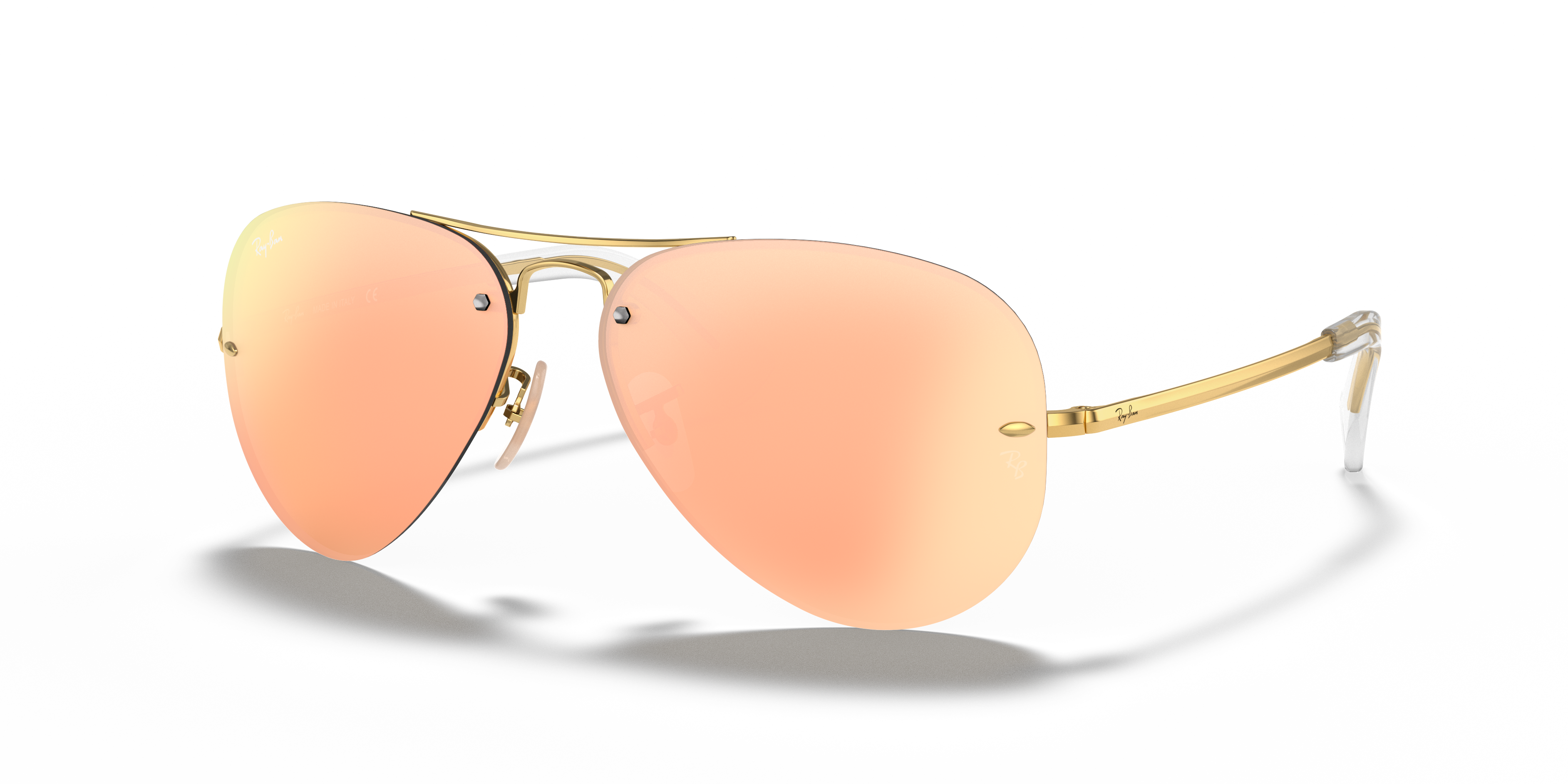 RB3449 Polished Arista Gold Frame Copper Mirror Lenses 59-14
