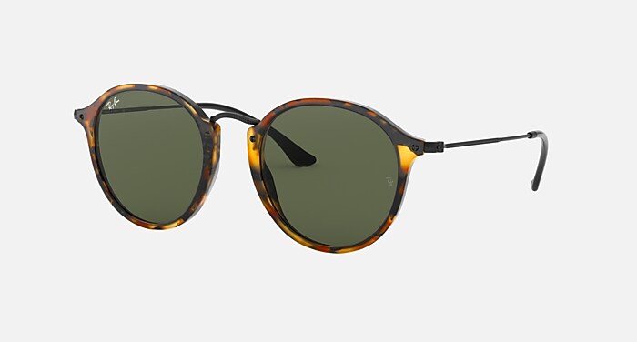 ROUND FLECK Sunglasses in Black Havana and G-15 Green