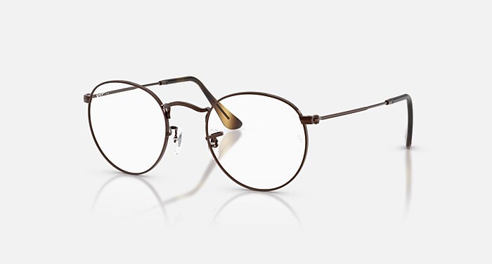Ray-Ban Eyeglasses Unisex Round Optics Limited Prescription - Brown Frame Clear Lenses 50-21