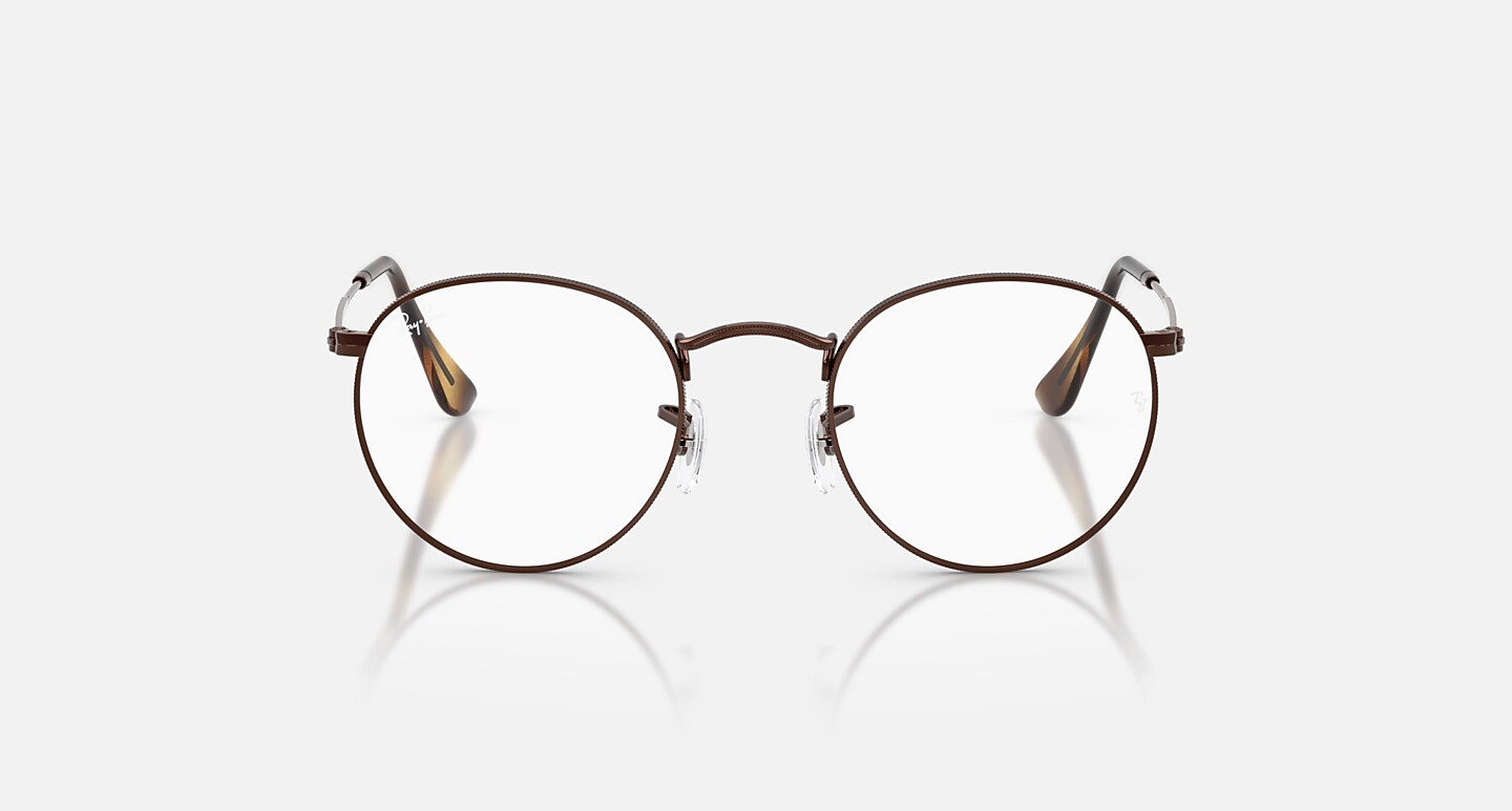 Ray-Ban Eyeglasses Unisex Round Optics Limited Prescription - Brown Frame Clear Lenses 50-21