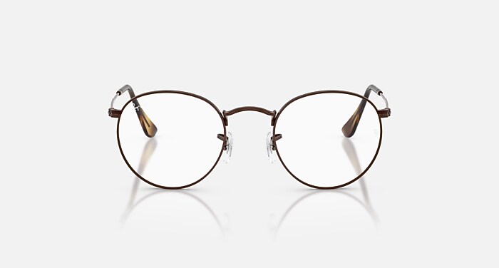 Ray-Ban Eyeglasses Unisex Round Optics Limited Prescription - Brown Frame Clear Lenses 50-21