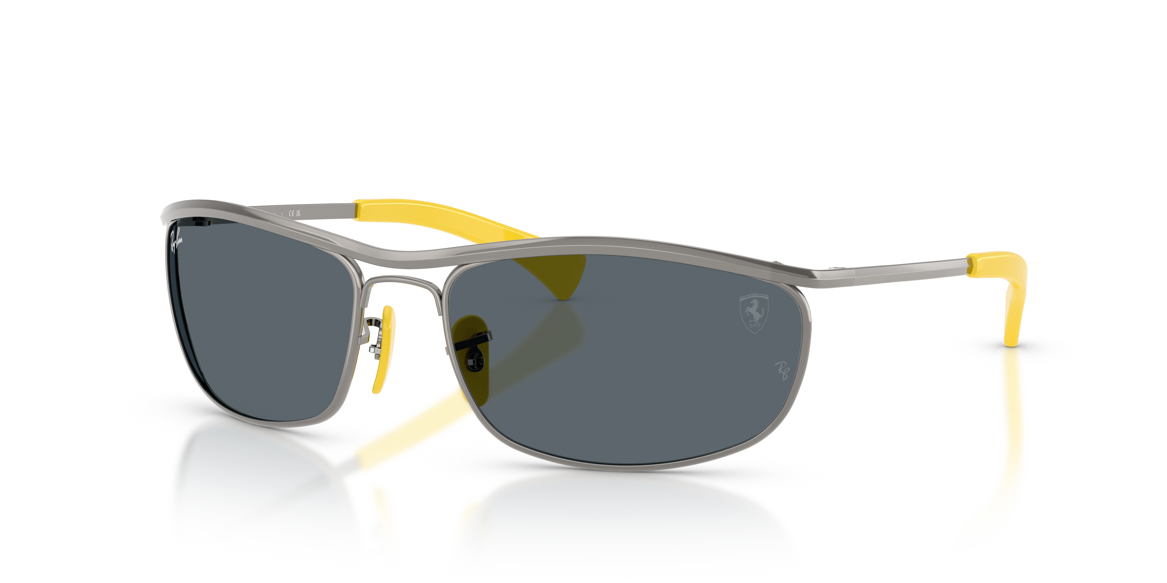 RB3819M SCUDERIA FERRARI COLLECTION Polished Gunmetal Frame Blue Lenses 62-18