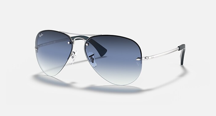 Glasses Ray Ban Blue Gradient Mirror RB3449 Sunglasses In Silver