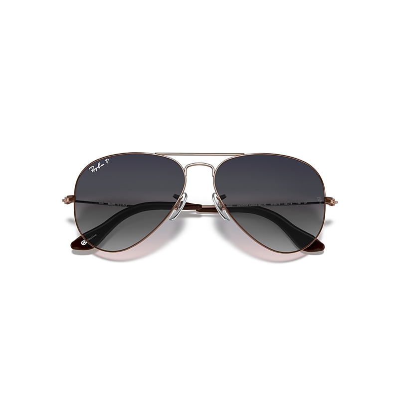 Ray-Ban Aviator @collection Sunglasses Bronze-copper Frame Blue Lenses Polarized 58-14