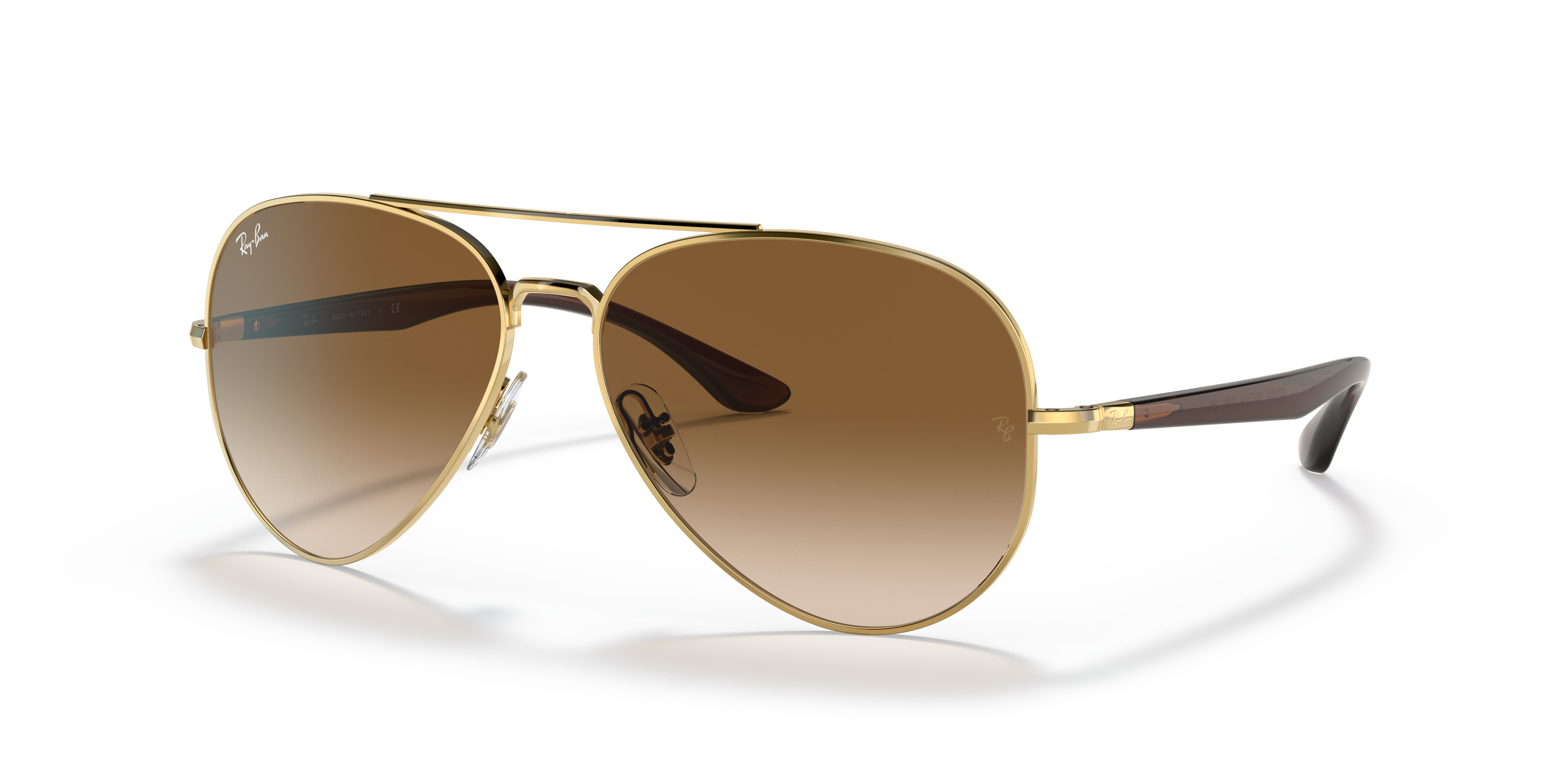 RB3675 Polished Arista Gold Frame Light Brown Lenses 58-14