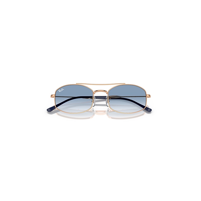 Ray-Ban Rb3719 Sunglasses Rose Gold Frame Blue Lenses 51-20