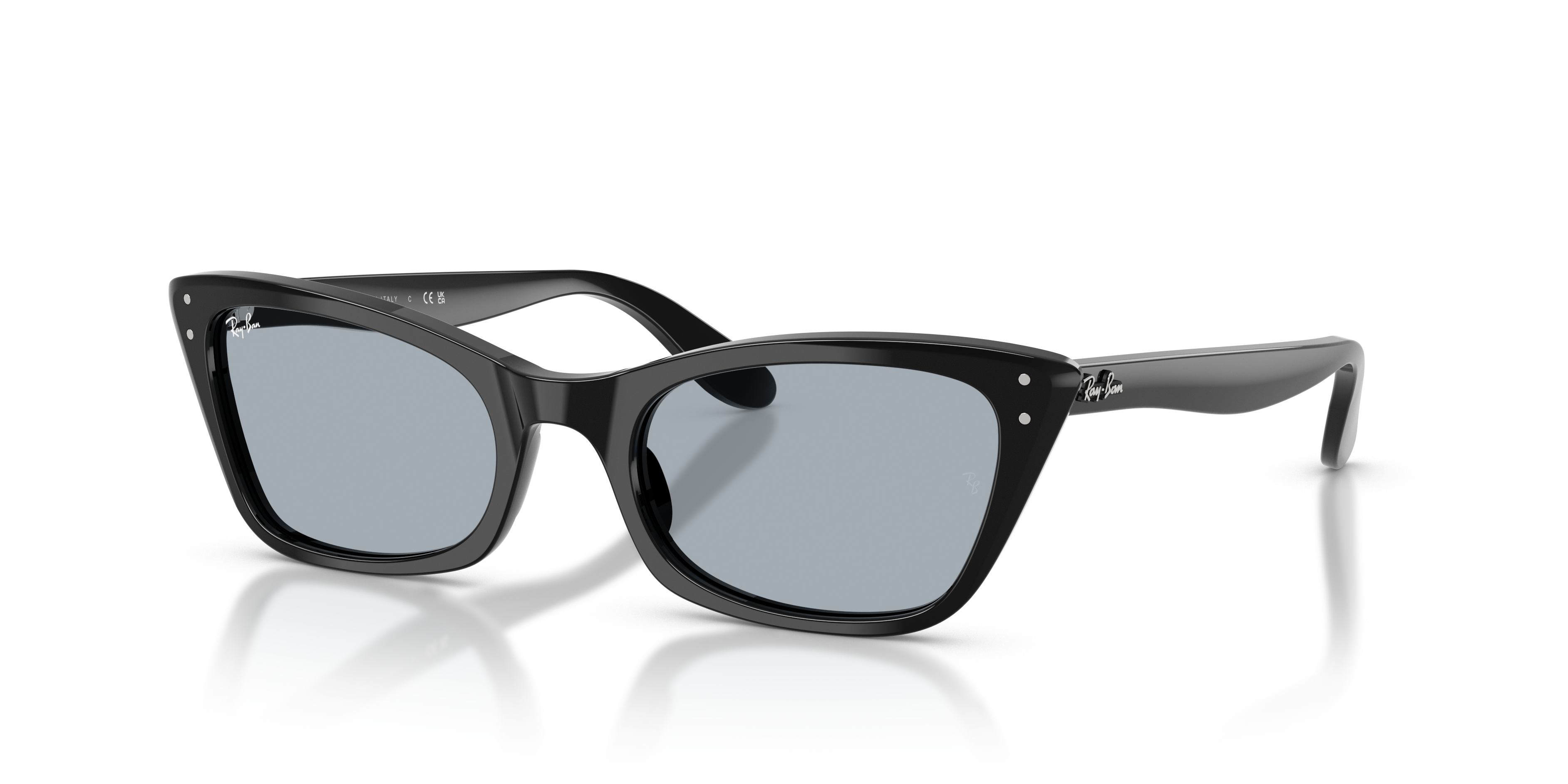 LADY BURBANK Polished Black Frame Blue Lenses 52-20