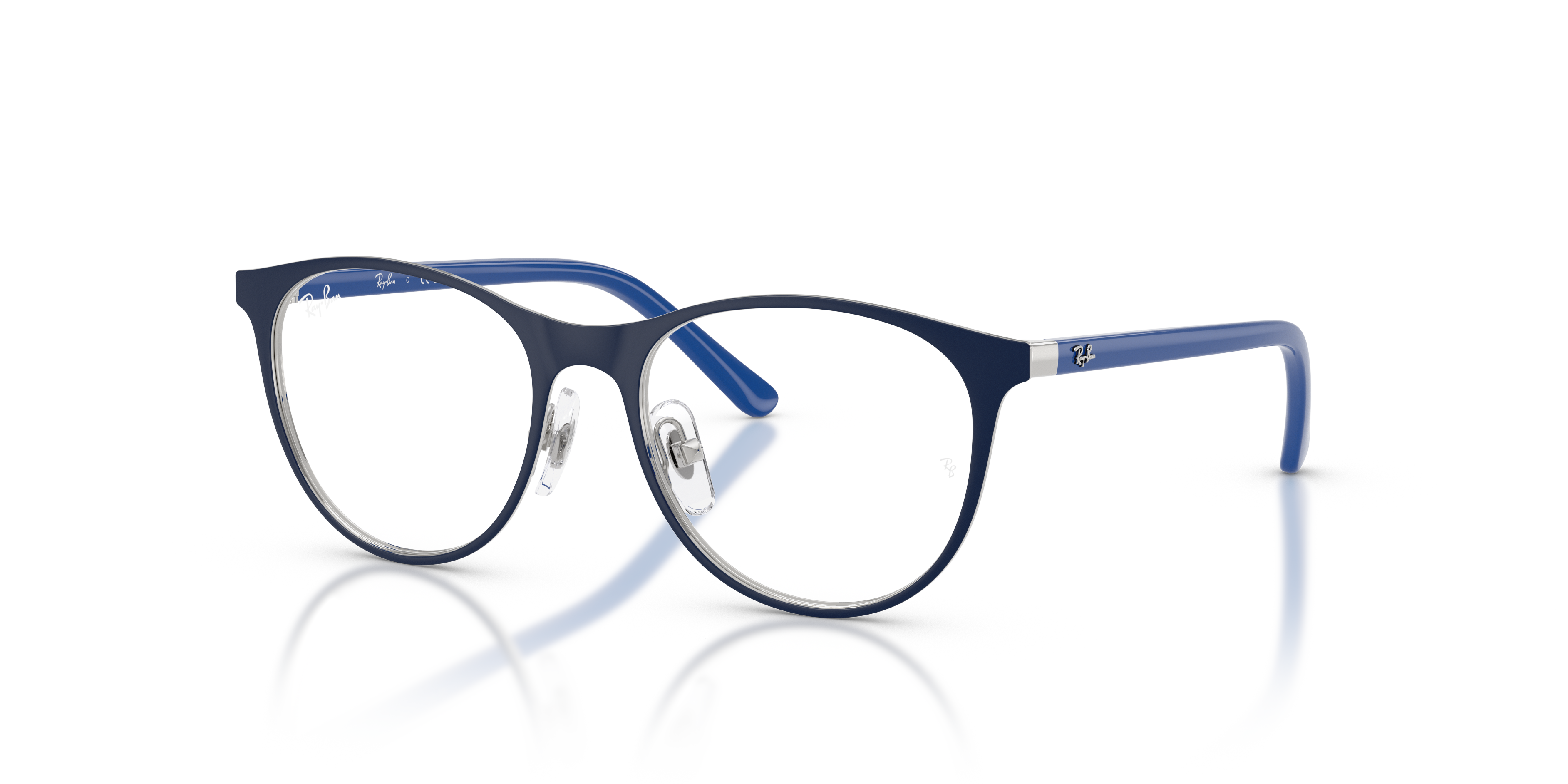 RB9552V OPTICS KIDS Polished Matte Blue On Silver Frame Clear Lenses 45-16