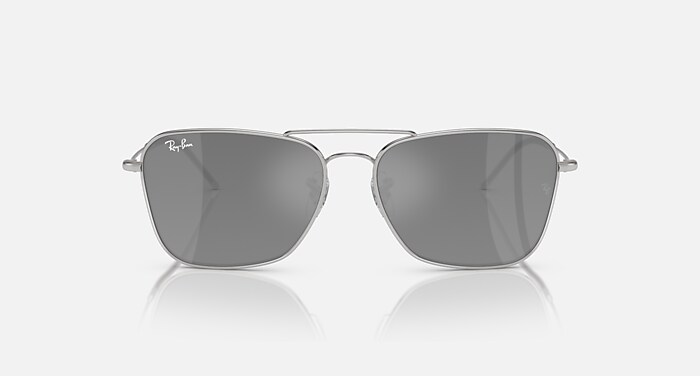 Ray-Ban Sunglasses Unisex Caravan Reverse - Silver Frame Silver Lenses 58-15