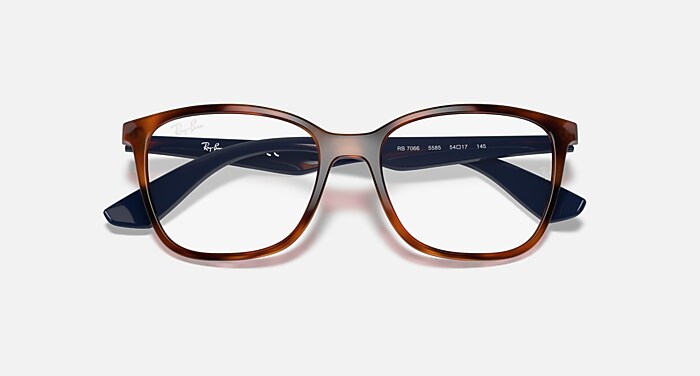 Ray-Ban Eyeglasses Unisex Rb7066 Optics Prescription - Dark Brown Frame Clear Lenses 52-17 Polarized