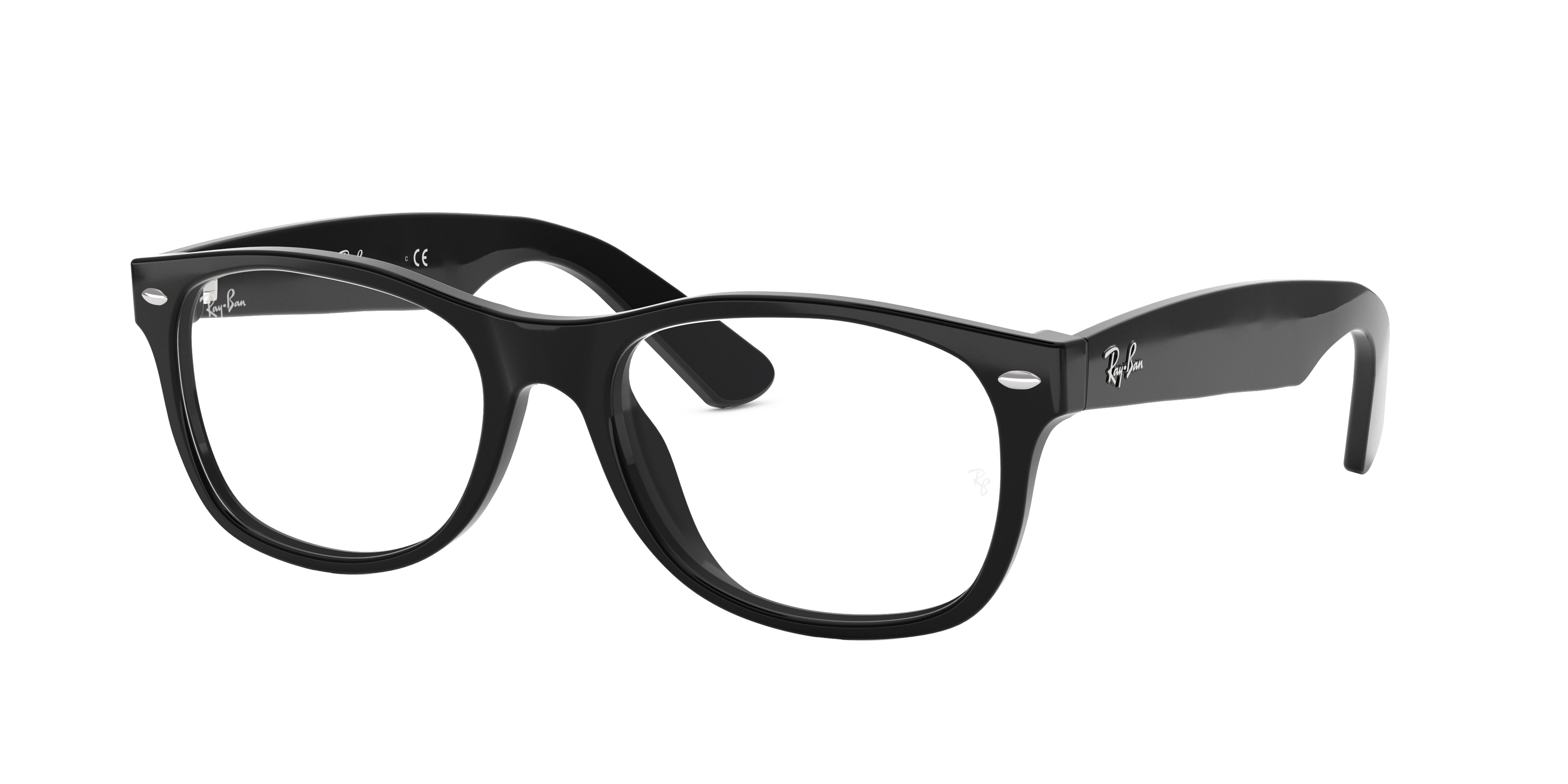 NEW WAYFARER OPTICS Polished Black Frame Clear Lenses 54-18