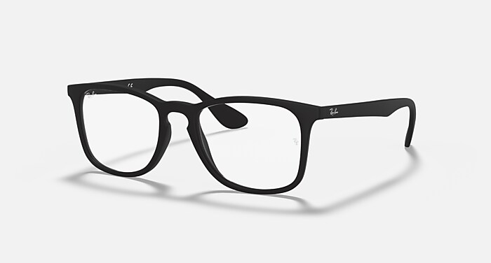 Ray-Ban Eyeglasses Unisex Rb7074 Optics Prescription - Black Frame Clear Lenses Polarized 52-18
