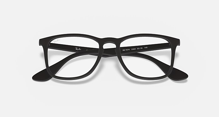 Ray-Ban Eyeglasses Unisex Rb7074 Optics Prescription - Black Frame Clear Lenses Polarized 52-18