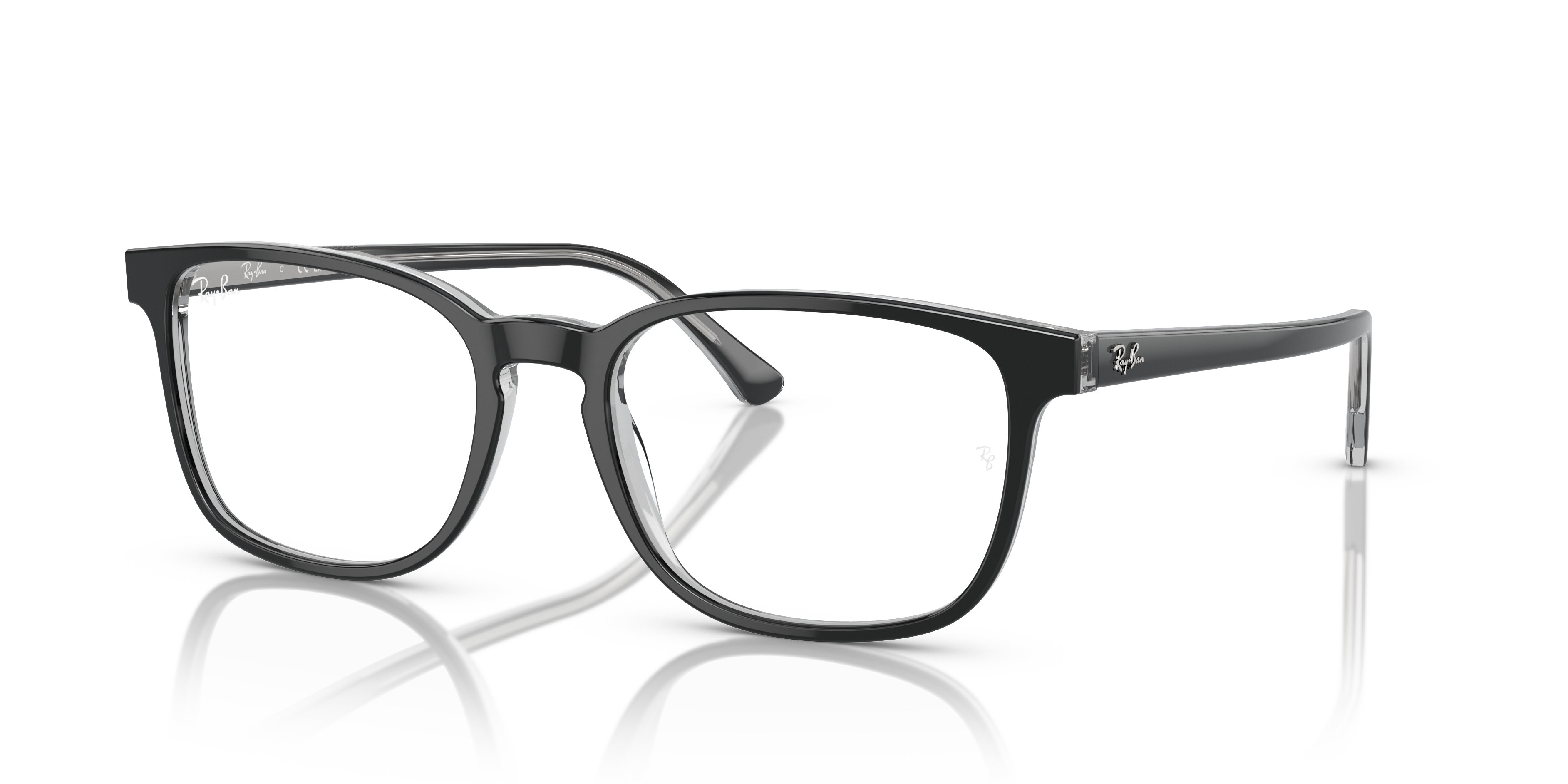 RB5418 OPTICS Polished Dark Grey On Transparent Grey Frame Clear Lenses 54-19