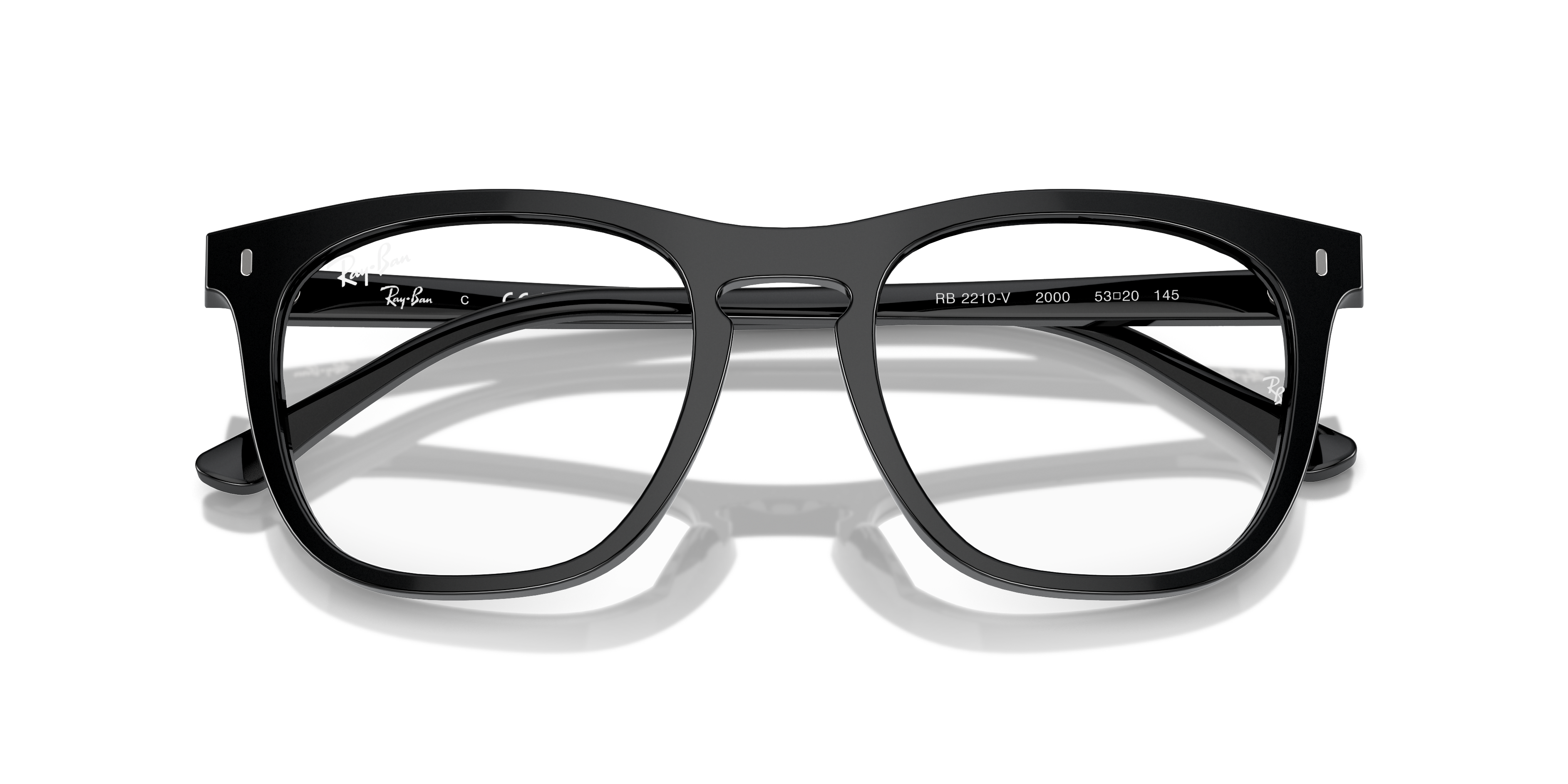 Ray-Ban Rb2210v Optics Eyeglasses Black Frame Clear Lenses Polarized 51-21 189$