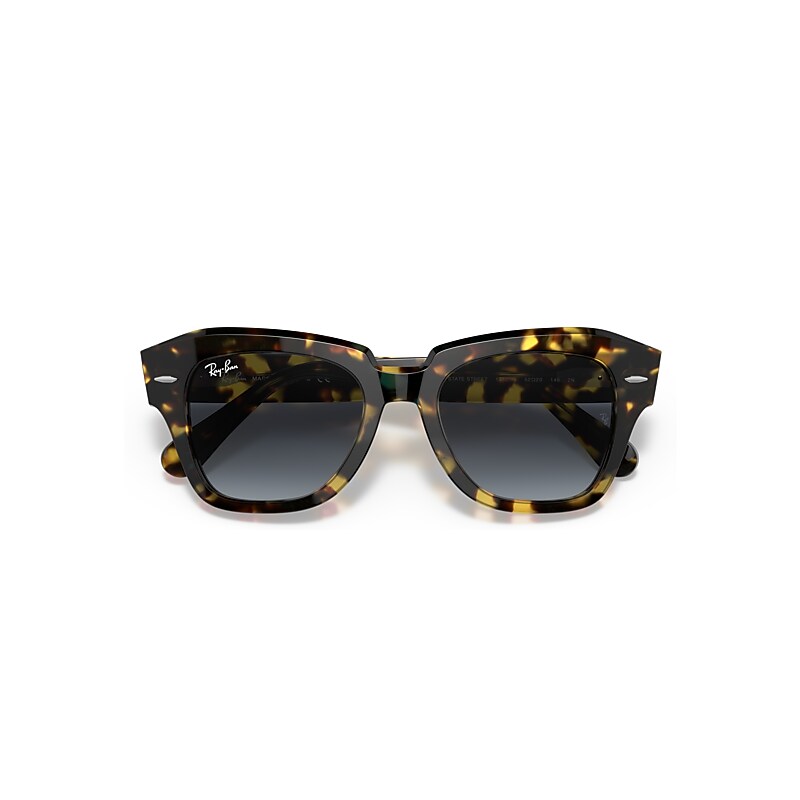 RAY-BAN State Street Fleck Sunglasses - Polished Yellow Havana RB2186 STATE STREET FLECK Sunglasses in Yellow Havana and Blue  main image 2