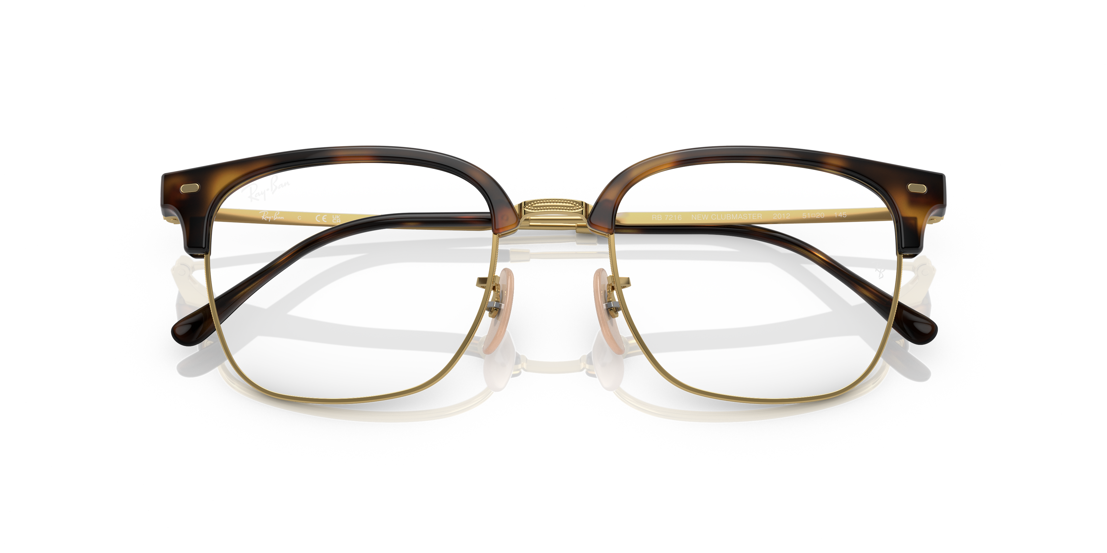 Ray-Ban New Clubmaster Optics Eyeglasses Gold Frame Clear Lenses Polarized 53-20 222$