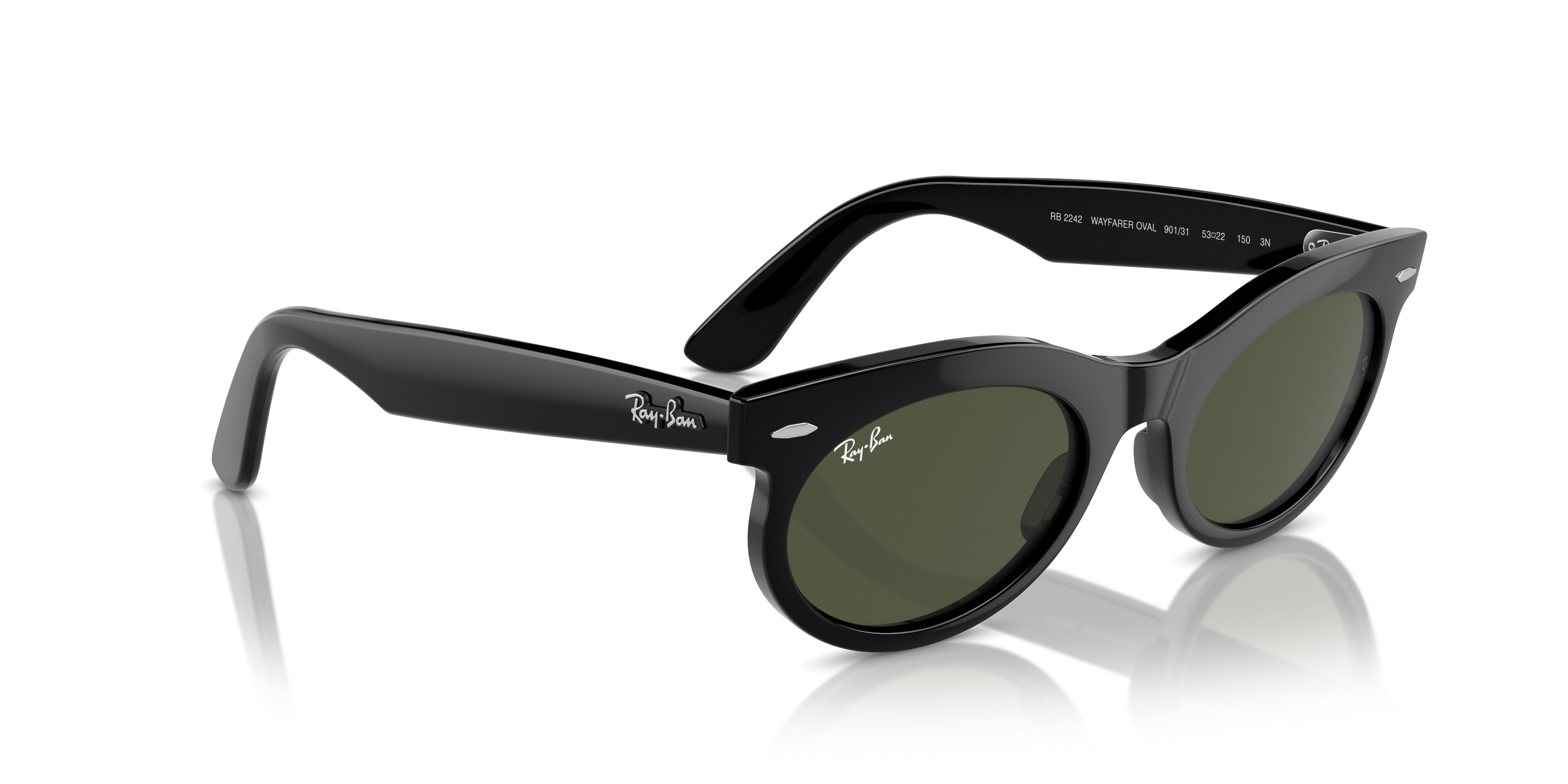 ★RAY BAN★RB2242 Wayfarer Oval オーバル型 サングラス 非偏光 WAYFARER OVAL Sunglasses in Black and Green - RB2242 | Ray