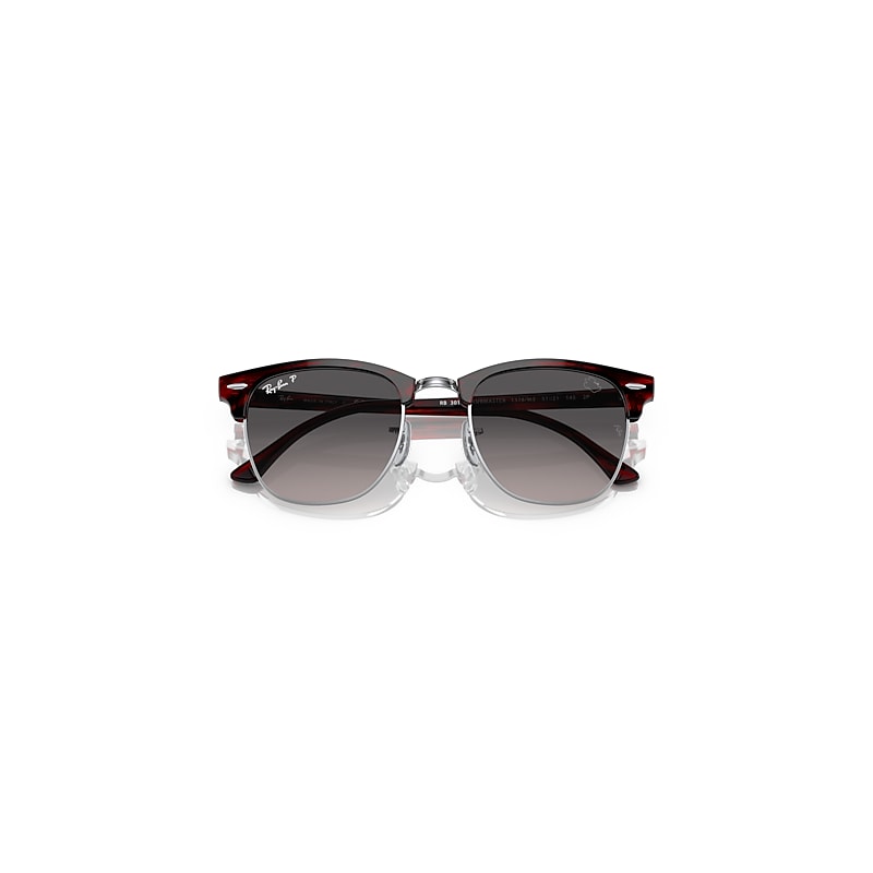 Ray-Ban Rb3016 Clubmaster Disney Minnie Mouse Sunglasses Red Striped Havana Frame Grey Lenses Polarized 51-21