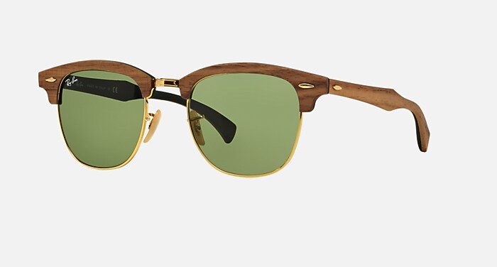 CLUBMASTER WOOD Sunglasses in Brown and Green Classic - RB3016M