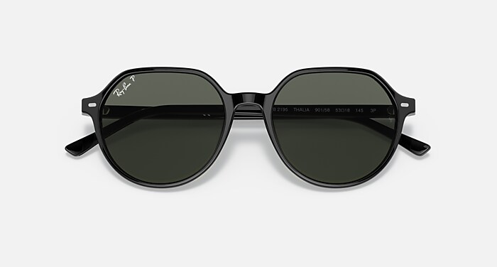Ray-Ban Sunglasses Unisex Thalia - Black Frame Green Lenses Polarized 53-18