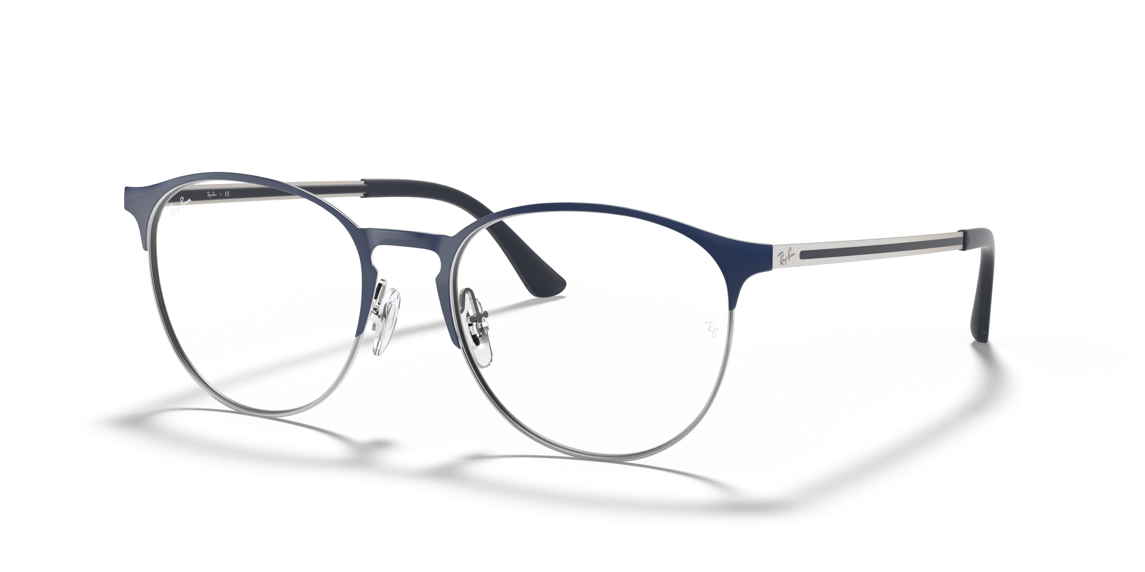 RB6375 OPTICS Polished Blue On Gunmetal Frame Clear Lenses 53-18