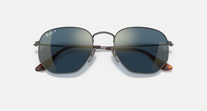 Ray-Ban Sunglasses Unisex Hexagonal Titanium - Gold Frame Green Lenses 51-21 Polarized