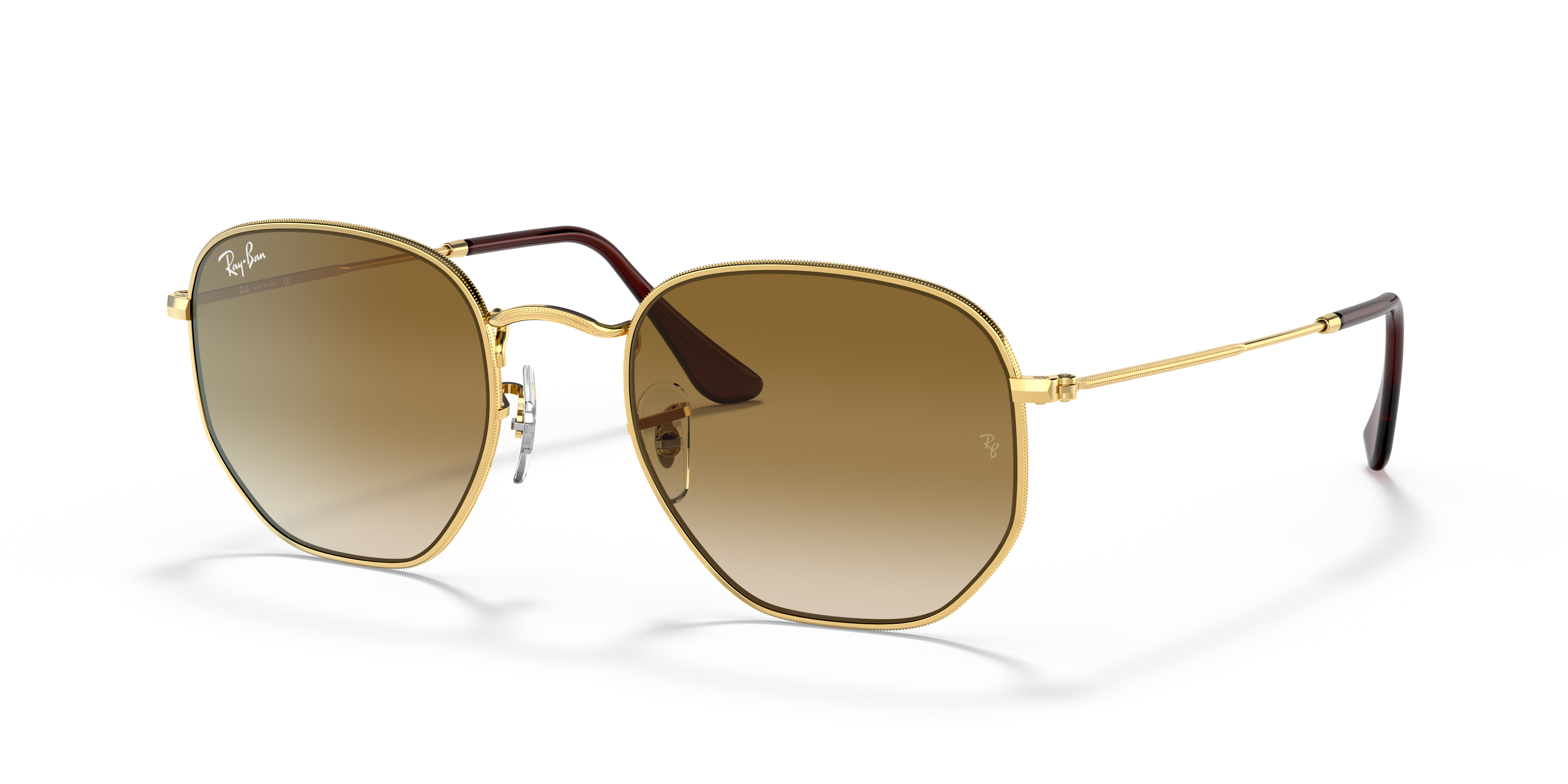 HEXAGONAL Polished Arista Gold Frame Light Brown Gradient Lenses 54-21